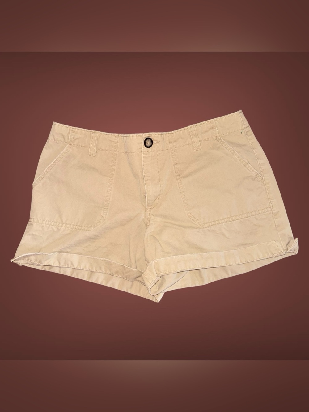 Vintage Y2K Old Navy Beige Khaki Tan Cotton Utility Cargo Shorts Women’s 6